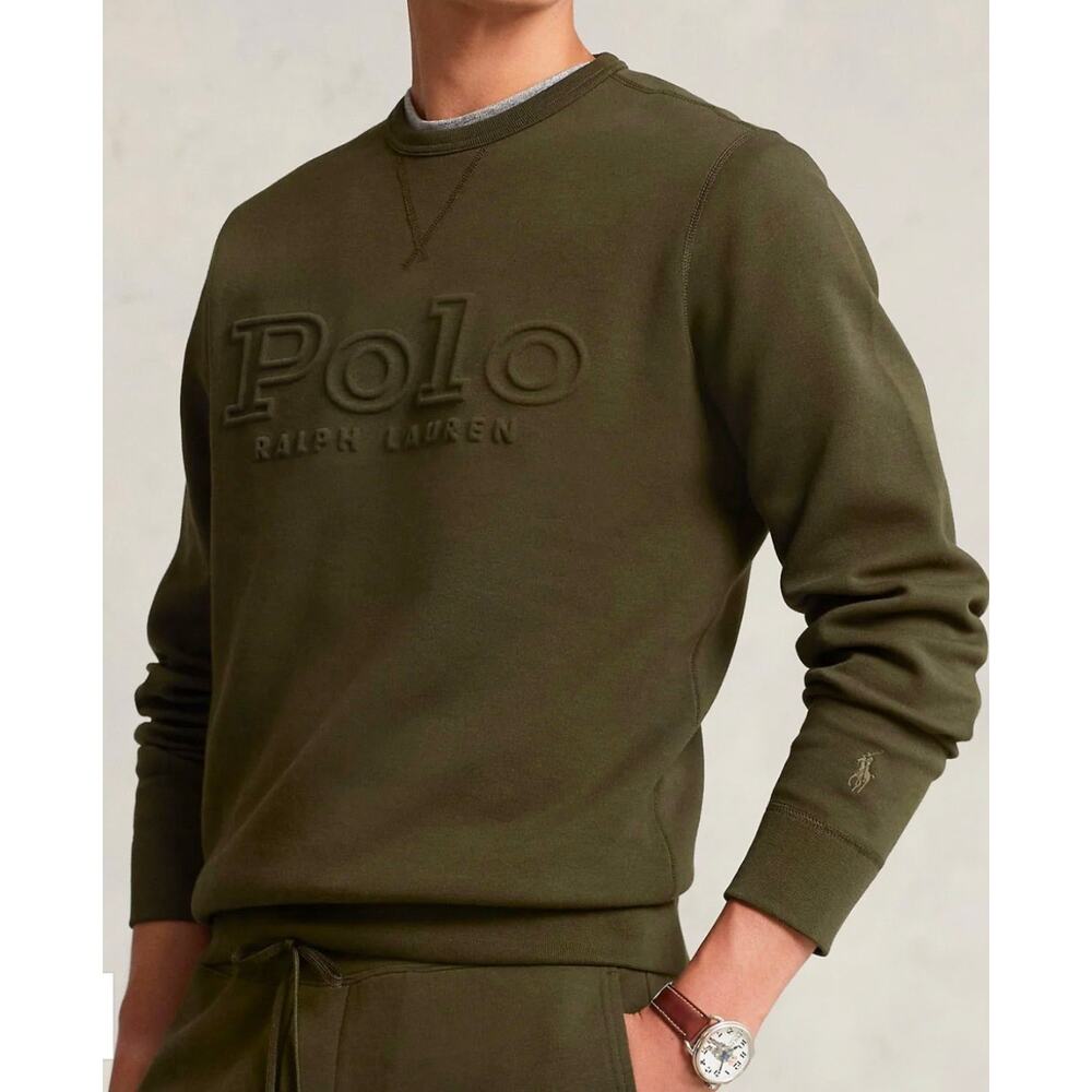 Polo Ralph Lauren Men's Double Knit Embossed Logo Crewneck Sweatshirt Green S